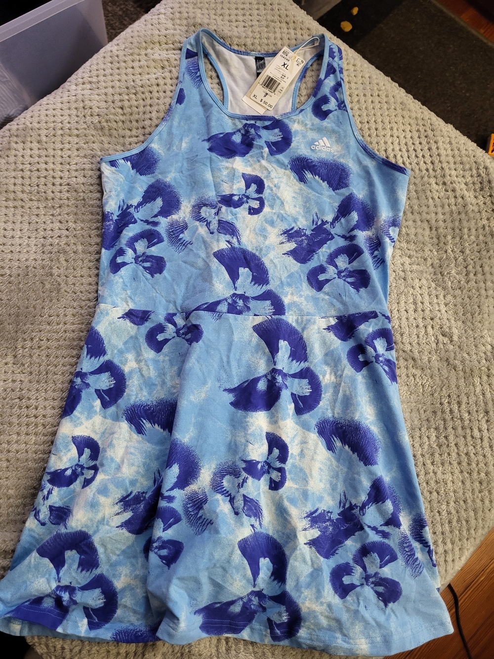 Adidas Blue Floral Athletic Dress xl